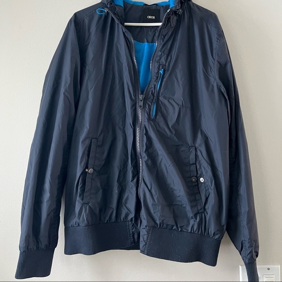Navy Blue ASOS jacket windbreaker - Picture 1 of 9